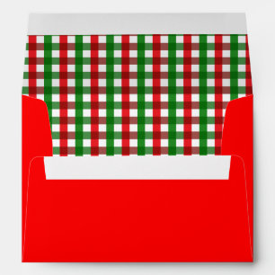 Red and Green Gingham Pattern Envelope