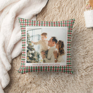 Red and Green Gingham Photo Cushion