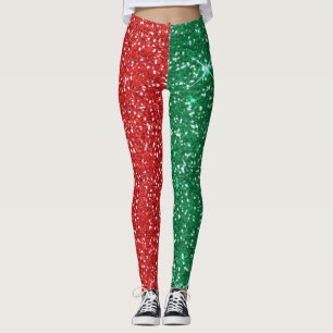 red and green glitter leggings