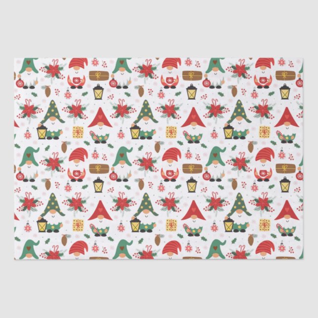 Red And Green Gnomes For Christmas  Tissue Paper (Front)