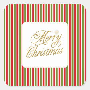 Red and green golden whiting Merry christmas  Square Sticker