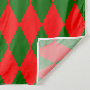 Red and Green Harlequin Checkered Design Fabric