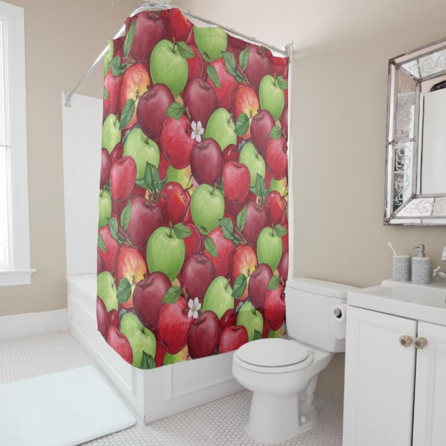 Red and Green Harvest Mix Shower Curtain (In Situ)