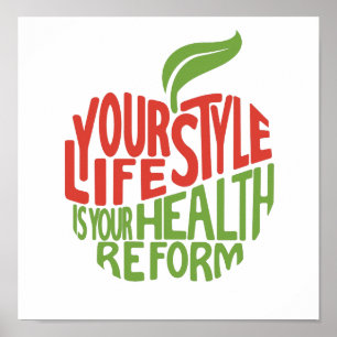 Red and green health quote design. poster