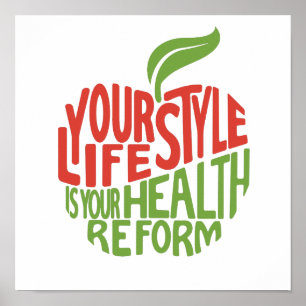 Red and green health quote design. poster