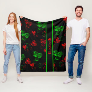 red and green hearts fleece blanket