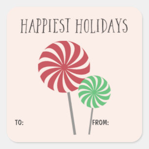 Red and Green Holiday/Christmas Candies Square Sticker