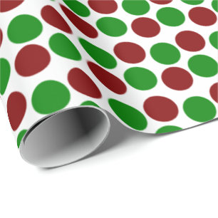 Red and Green Holiday Dots on White Wrapping Paper