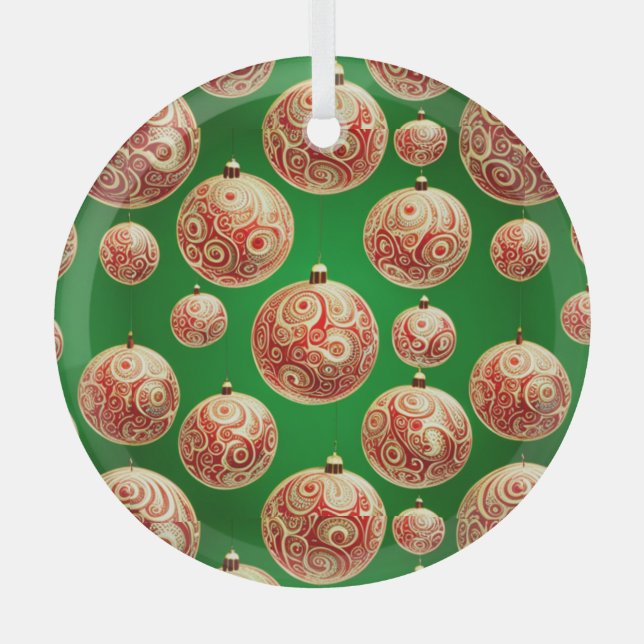 Red and Green Holiday Glass Tree Decoration (Front)
