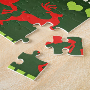 Red and Green Holiday Pattern Jigsaw Puzzle