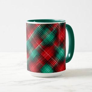 Red and green holiday plaid mug