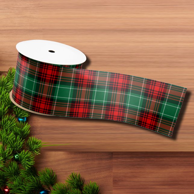 Red and Green Holiday Plaid Ribbon Satin Ribbon (Red Green Holiday Plaid Ribbon)