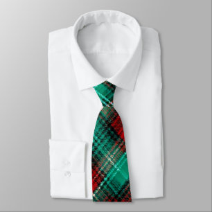 Red and green holiday plaid tie