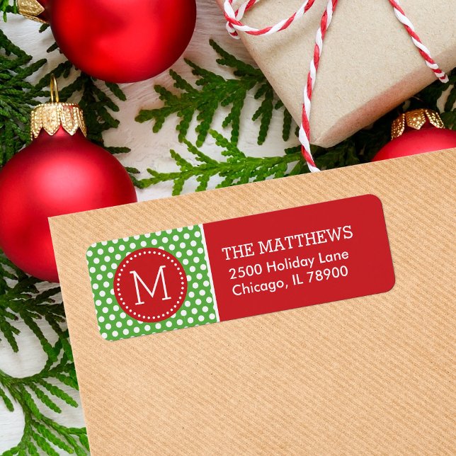 Red and Green Holiday Polka Dots Monogram (Creator Uploaded)
