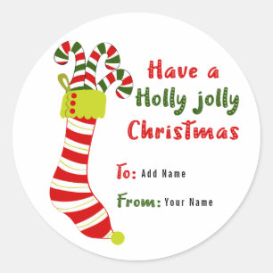 Red and Green Holly Jolly Christmas Gift Label