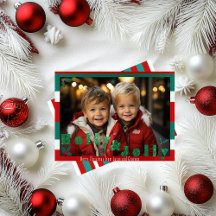 Red and Green 'Holly & Jolly' Christmas Photo