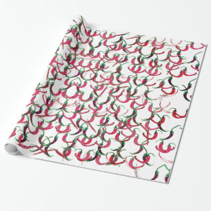 Red and green hot peppers wrapping paper