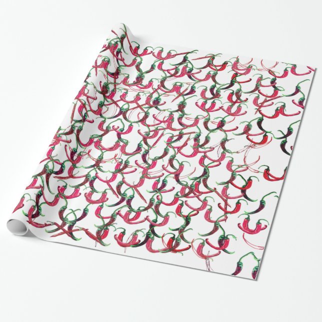 Red and green hot peppers  wrapping paper (Unrolled)