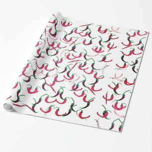 Red and green hot peppers wrapping paper