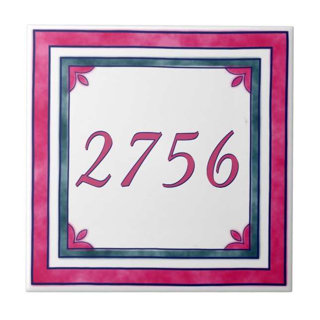 Red and Green House Number Tile (Front)