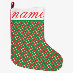 Red and green lattice large christmas stocking