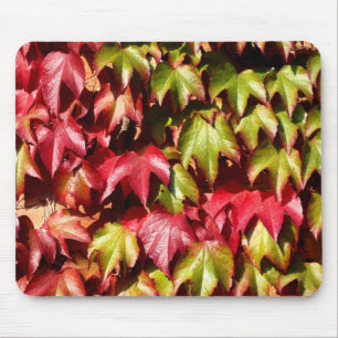 Red and green leaves mouse mat