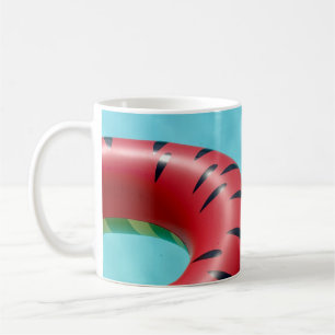 Red and green lifebuoy on swimming pool coffee mug
