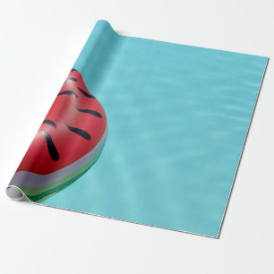 Red and green lifebuoy on swimming pool wrapping paper
