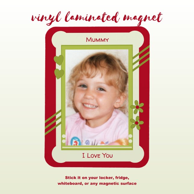 Red and green love you mummy photo magnet (Creator Uploaded)
