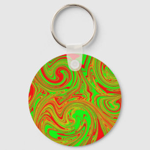 Red And Green Marble Art Key Ring
