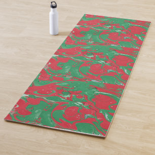 Red and Green Marble Yoga Mat