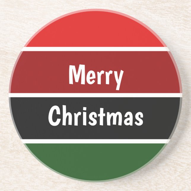 Red And Green Merry Christmas Coaster (Front)