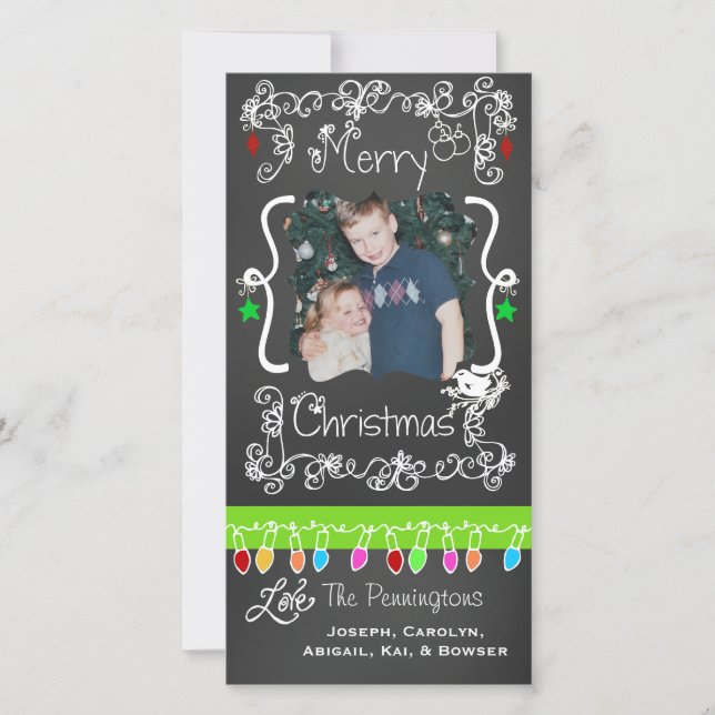 Red and Green Merry Christmas Holiday Photo Cards (Front)