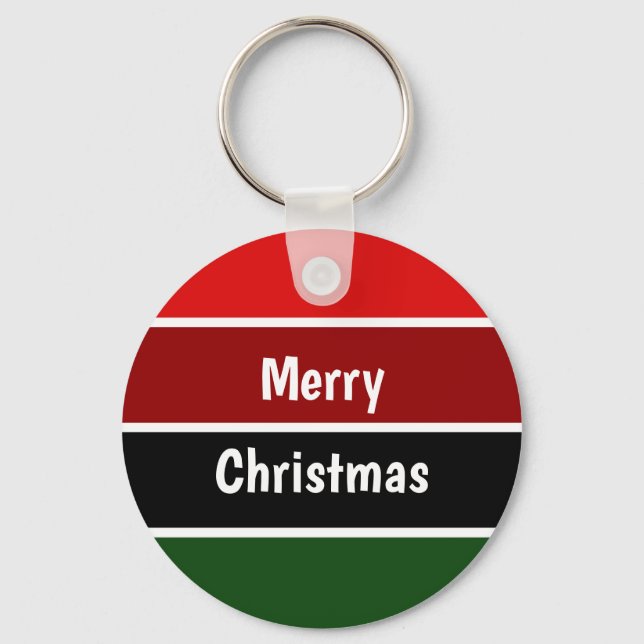 Red And Green Merry Christmas Key Ring (Front)