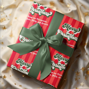 Red and Green Merry Christmas Retro Wrapping Paper