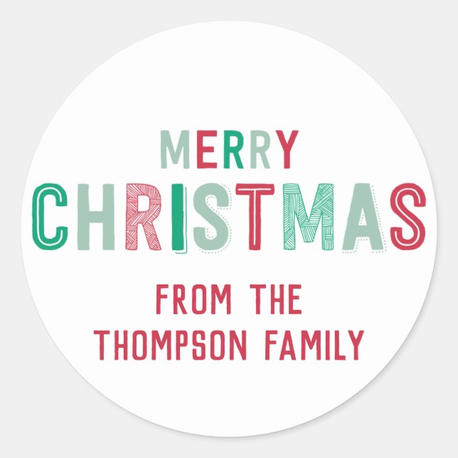 Red and Green Merry Christmas Stickers (Front)