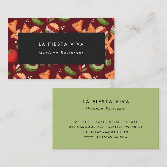 Red And Green Mexican Food Business Card (Front/Back)