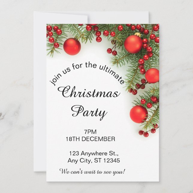 Red And Green Minimalist Christmas  Invitation (Front)