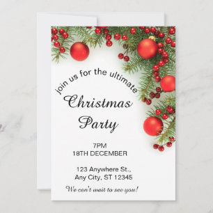Red And Green Minimalist Christmas  Invitation