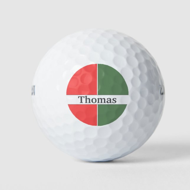 Red and Green Minimalist Design Golf Balls (Front)