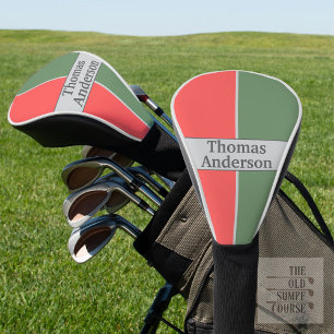 Red and Green Minimalist Design Golf Head Cover