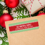 Red and Green Modern Chevron<br><div class="desc">Custom designed modern holiday return address labels with cute girly trendy zigzag chevron print pattern. Personalise it with your name and address or any other custom text in a ribbon frame. Click Customise It to change text fonts and colours, resize or move text around to create a unique one of...</div>