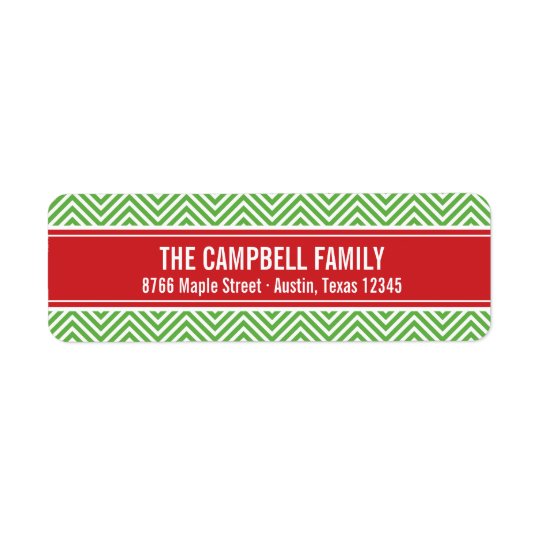 Red and Green Modern Chevron Return Address Label