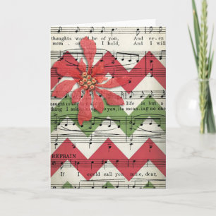 Red and Green Music Sheet Christmas Card