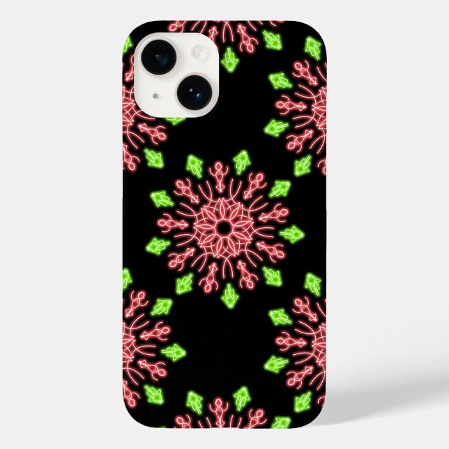 Red and green neon flower  Case-Mate iPhone case (Back)