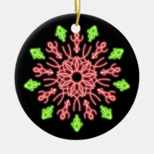 Red and green neon flower ceramic tree decoration