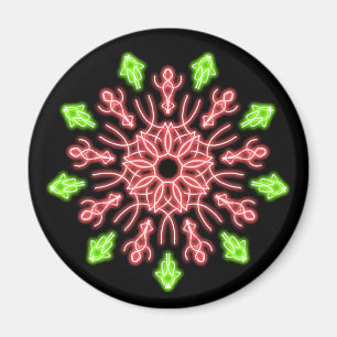 Red and green neon flower magnet