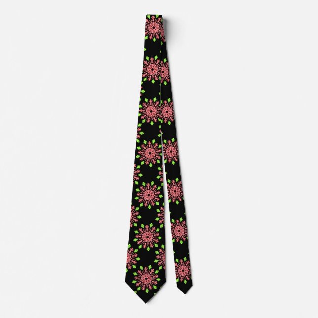 Red and green neon flower tie (Front)