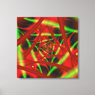 Red and Green Neural Network Spiral Canvas Print