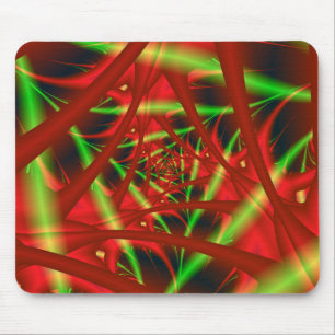 Red and Green Neural Network Spiral Mouse Mat